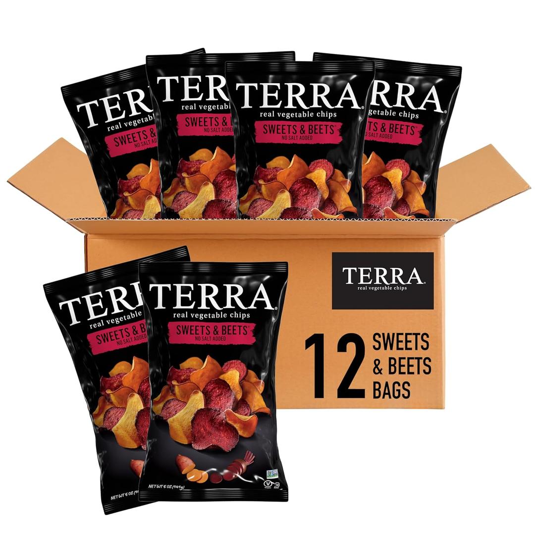 Terra Vegetable Chips, Sweets & Beets, No Salt Added, 5 oz. (Pack of 12) BBD 05/26/26
