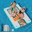 CALOBANA Inflatable Floating Dock with Boat Ramp,Lake Floats with Mesh,Tanning Pool Lounger Water Hammock for Family Party Pool Sea River Dock Boat