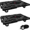 Nellyke Furniture Dolly, 2 Pack Large Flat Furniture Dolly 4 Wheels Heavy Duty, 880Lbs Capacity with 120in Rope, Connectable and Portable Dollies for Heavy Appliance, Black (Black/2 Pack-l)