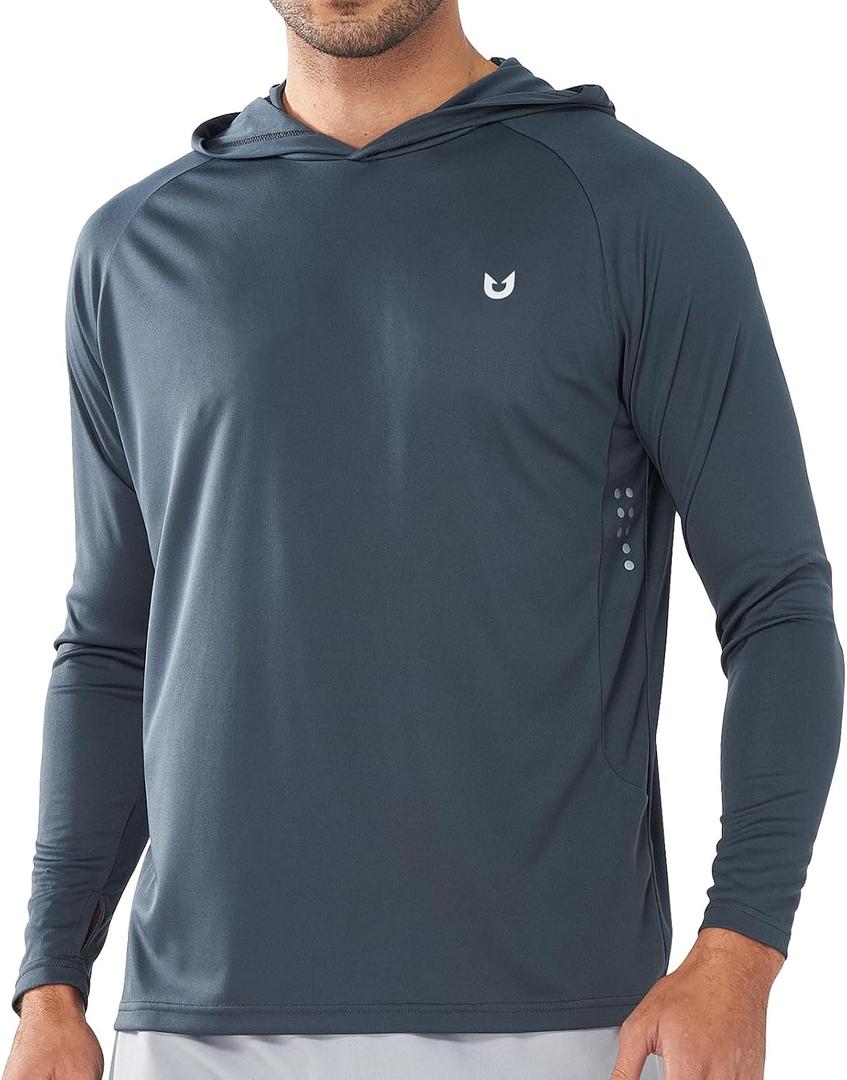 NORTHYARD Men's UPF 50+ Rash Guard Hoodie Long Sleeve Sun Protection Shirt Fishing Swim Beach Hiking Quick Dry Lightweight (Black, XXL)