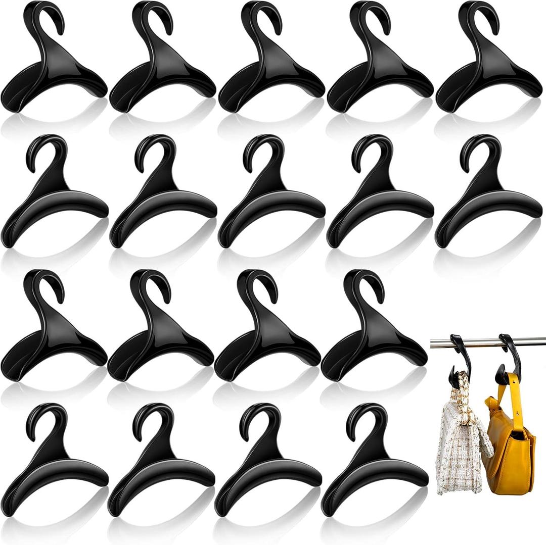 Maitys 18 Pcs Purse Hanger Hook Acrylic Bag Rack Holder for Bag Hanger Handbag Tote Hook Closet Organizer Storage Over The Closet Rod Backpacks Satchels Crossovers Tote (Black)