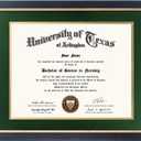 GMFrames 11x14 Wood Diploma Frame with Green Mat or Display 14x17 Certificates without Mat,UV Protection Acrylic,Rustic Black Finish with Gold Trim