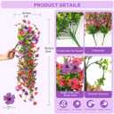 Artificial Hanging Flowers for Outdoors, 2 Pcs Fake Hanging Plant Spring Summer Decoration, UV Resistant No Fade Faux Silk Daisy Flower for Planter Porch Patio Yard Garden Decor(Purple Hot Pink)