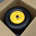 AR-PRO (2-Pack) 13x6.50-6 Flat Free Tire and Wheel, Replacement Solid Smooth Tires for Zero Turn Riding Lawn Mower Front Wheels, 5.5"-7.8" Centered Hub, 3/4" Bearings extra 5/8" & 1/2" Bushings (Yellow(Smooth Tread))