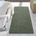 LOCHAS Luxury Bathroom Rug Shaggy Bath Mat 24 x 40 Inch, Washable Non Slip Bath Rugs for Bathroom Shower, Soft Plush Chenille Absorbent Carpets Mats, Sage Green