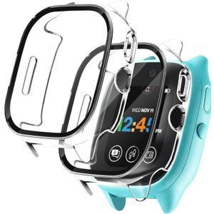 Seltureone 【2 Pack】 Hard PC Case for Verizon Gizmo Watch 3 Builtin Tempered Glass Screen Protector, Easy to Install, Ultra Slim, for Gizmo Watch 3  Clear