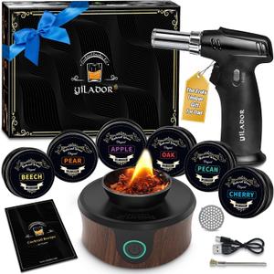 Electric Whiskey Smoker Kit with Torch, Unique Whiskey Gifts for Men, 6 Wood Chips  Infuse Rich Smoky Flavors in Bourbon Old Fashioned & Cocktails, Birthday Gifts for Dad, Husband (No Butane) (Unique Gift Set(99% Whiskey Lovers' Picks))
