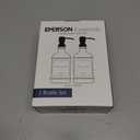 Emerson Essentials Soap Dispenser, Dish Soap Dispenser, Soap Dispenser Bathroom Set, Hand Soap Dispenser, Kitchen Soap Dispenser Set, Glass Soap Dispenser with Pump and Labels | 16 Oz 2-Pack (Amber | Black)