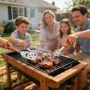 BBQ Gift for Men Dad Husband, Fathers Day Birthday Grill Gifts, 4-in-1 BBQ Accessories With Wooden Handles, Multifunctional Barbecue Turners, Sturdy Grill Tool for Outdoor Cooking Camping Picnics