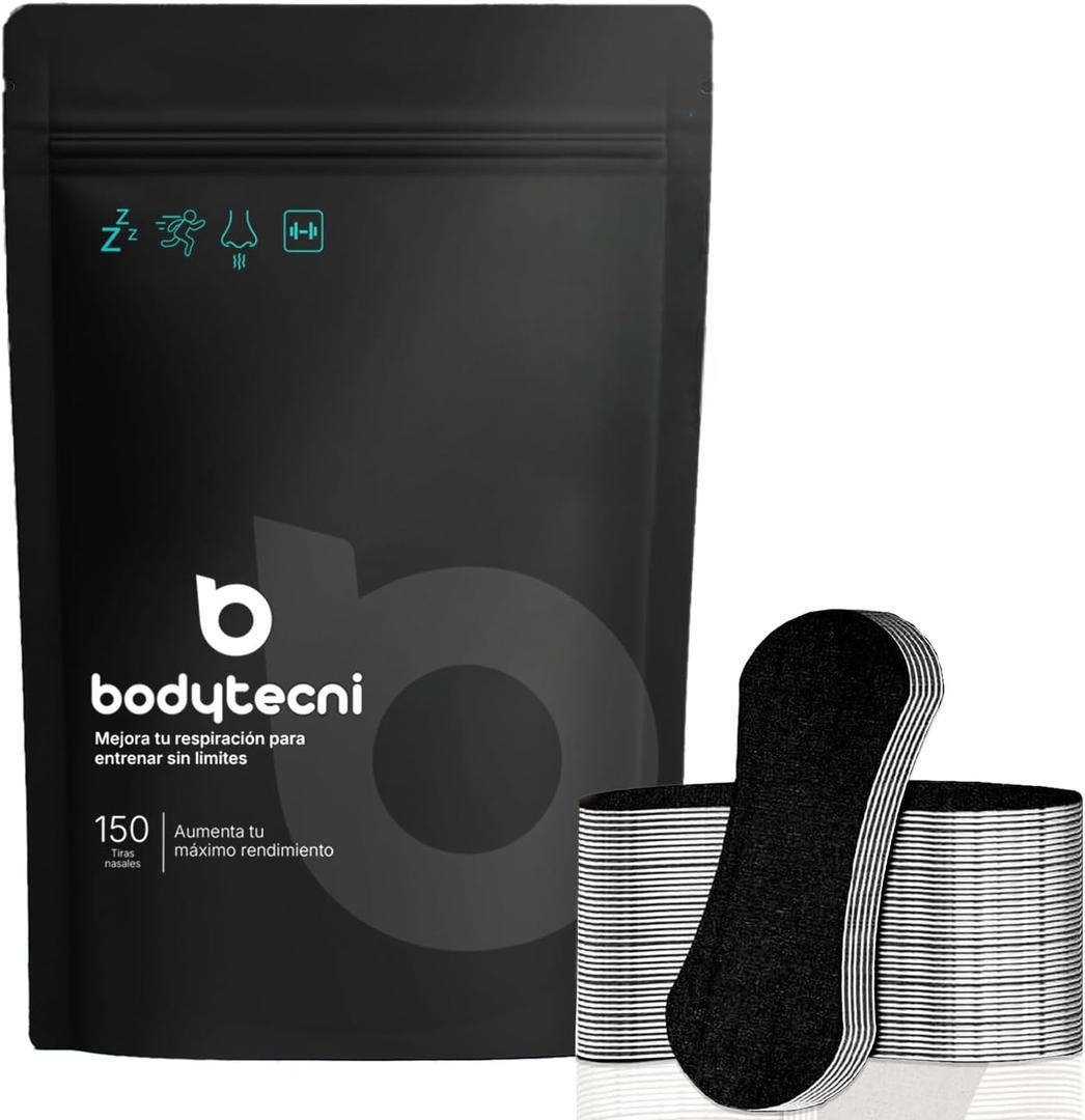 Bodytecni® Performance Nose Strips for Breathing (150 Count) | Oil & Sweat Proof Adhesive | Athletic Nasal Strips for Snoring & Sleeping | Extra Strength Snoring Solution for Sleep