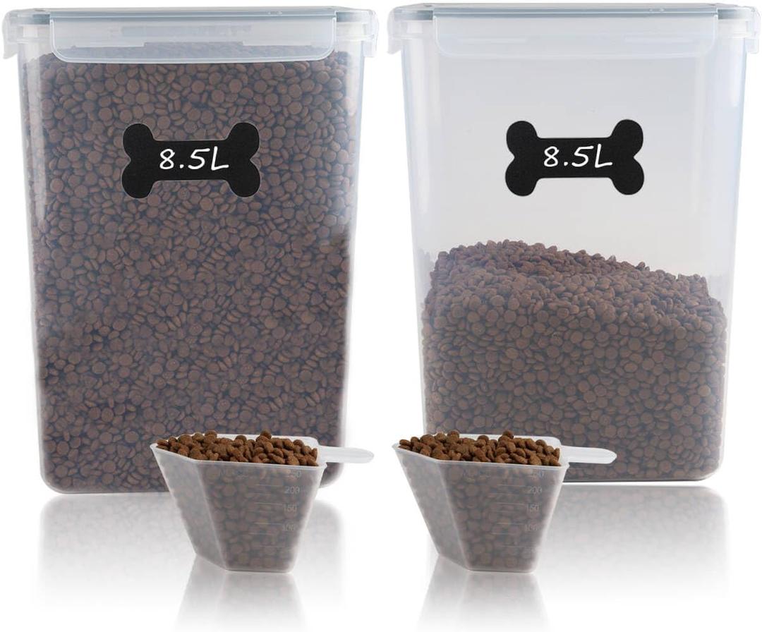 Geyecete 2 PC [8.5L/287 Oz]Large Food Storage Containers Extra Large Dog Food Storage Containers with Airtight Lids Can hold 15-20 Pounds-Black