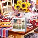 4th of July Decorations, Independence Day Patriotic Decorations, Memorial Day Decor, Red White And Blue Decor, Rustic Farmhouse American Flag Wildflowers Wooden Box Sign for Office Home Bedroom Table