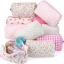 Paterr 10 Pcs Quilted Makeup Bag Bulk Cotton Floral Cosmetic Bag Women Girls Bridesmaid Gifts Cute Makeup Pouch Coquette Aesthetic Travel Toiletry Organizer(Pink Floral,7.87 x 4.72 x 3.15 Inches)