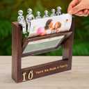 Then & Now Anniversary Picture Frame 1~99 Years Anniversary Wedding Engagement Photo Frame with Family Statue - Anniversary Wedding Gifts For Wife Him - Bridal Shower Wedding Ideal Gifts for Couple Holds 2 4x6 Inches Photos,  Brown
