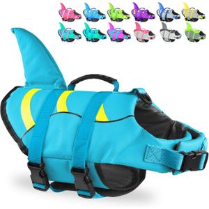 Fragralley Shark Dog Life Jacket, Adjustable Dog Life Vest with Shark Fin, Suit for Small Medium Large Dog Life Vest for Swimming and Boating (Blue-Wave Shark) Fragralley Shark Dog Life Jacket, Adjustable Dog Life Vest with Shark Fin, Suit for Small Medium Large Dog Life Vest for Swimming and Boating (Blue-Wave Shark)