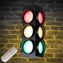 Traffic Lights and Signs, Four-Sided Led, Iron Lamp Body and Glass Lampshade, Suitable for Restaurants, Bedrooms, Balconies, Bar Counters, Hair Salons, Corridors, Garden