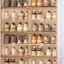 ANTBOX Portable Shoe Rack Organizer for Closet Entryway, Stackable Sneaker Storage Shoe Cabinet with Magnetic Clear Door, Large Plastic Storage containers Bins with Lids 8 Tiers 32 Pairs