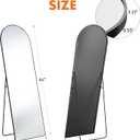 OLIXIS 64"x21.5" Arched Full Length Mirror with Stand, Body Mirror | Shatter-Proof Glass, Hanging or Leaning for Wall, Floor Standing, Bedroom Living Room, Long, Black