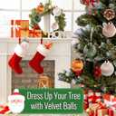 Christmas Tree Ornaments Set Velvet Balls, 12pcs Shatterproof Christmas Bulbs Ornaments for Xmas Tree Decorative Hanging, Vintage Flocked Decoration, 78mm, 3.15 in, Multicolor Green Brown Neutral