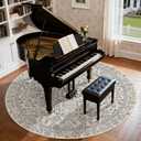 jinchan Zenith Round Rug 8ft Area Rug Soft 8'Round Vintage Floral Rug Non-Slip Low-Pile Machine Washable Carpet for Bedroom Dining Room Living Room Office Foyer Farmhouse Blue/Cream