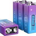 2 x Pallus 9V Rechargeable Battery Pack, 4-Pack 760mAh Li-ion USB 9 Volt Battery for Smoke Alarms, Wireless Microphones, Smoke Detectors, Toys, Flashlights, Guitar