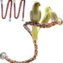 2pcs 48inch(122cm) Parrot Rope Perches,Bendable Climbing Standing Chew Cage Toys Heavyduty Made Bungee Toys for Large to Regular Size Birds (Red yellow blue)