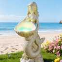 Nacome Solar Mermaids Birdbath Garden Decor: Outdoor Statues Ornaments for Outside Decorations Yard Art Lawn Porch Patio Balcony - Birthday Gifts for Mom Grandma Women Lover