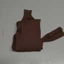 GEMBERA Womens Stretchy Long Sleeve Turtleneck Ribbed Knit Fitted Basic Bodysuit Shirt (Medium, Brown)