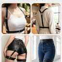 2 PCS Leather Harness for Women Set, Adjustable Black Punk Body Harness Belts Goth for Halloween Cosplay Party (Black)