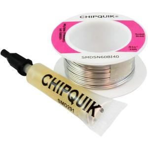 Chip Quik SMDSN60BI40 Tin/Bismuth Solder Wire (Sn60/Bi40) 0.031" diameter - 10 ft with 2cc of SMD291 flux
