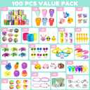 3 x 100PCS Prefilled Easter Eggs with Novelty Toys, Plastic Easter Egg Fillers Toys Bulk for Easter Egg Hunt, Easter Basket Stuffers for Kids Toddler Boys Girls Goodie Bag Easter Eggs Filled Party Favors