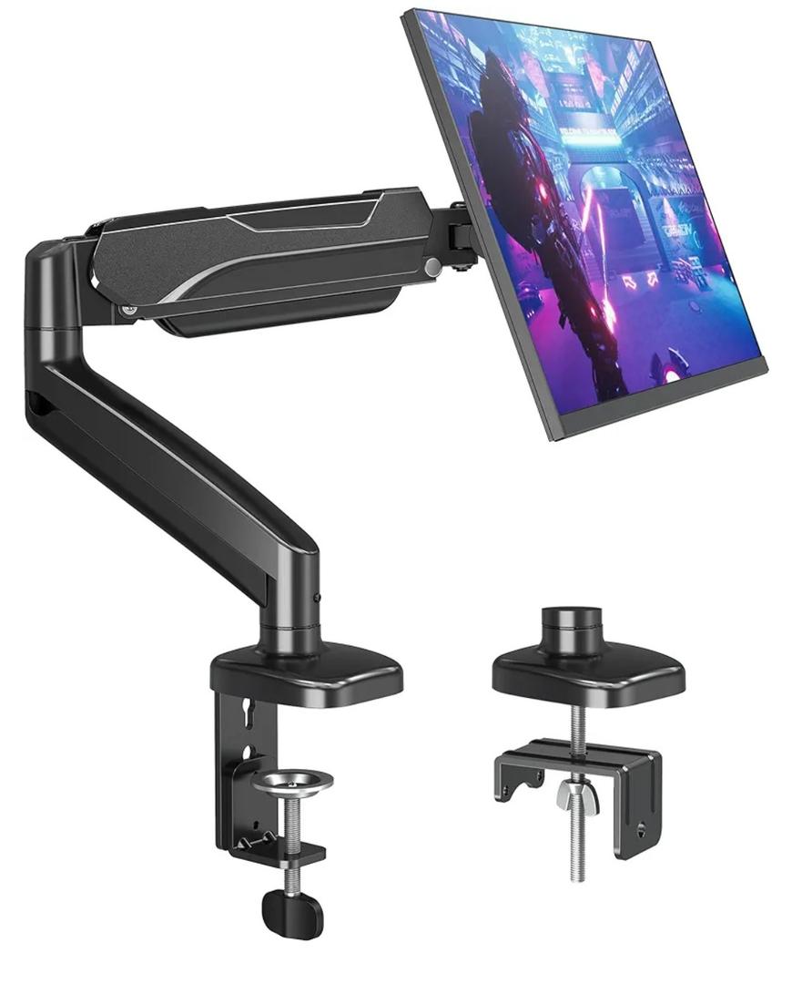 MOUNTUP Single Monitor Desk Mount Holds Screen up to 32 inch, Height Adjustable Monitor Arm, Full Motion Computer Monitors Stand with Clamp/Grommet Base, VESA Mounts Fit 4.4-17.6lbs Computer, Black
