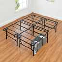 Amazon Basics Bed Frame with Storage, Foldable Metal Platform, Sturdy Steel, No Box Spring Needed, 18 inches High, Tool-Free Setup, Full Size, Black