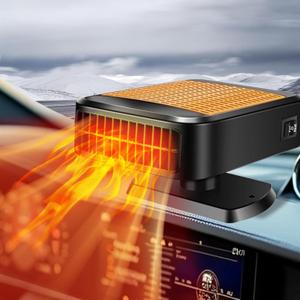 Portable Car Heater & Defroster  12V Heater for Car,200W Fast Heating/Cooling Fan with 360 Rotatable Base Car Heaters for Vehicle,Plug In Windshield Defogger for Car, Truck, SUV & RV