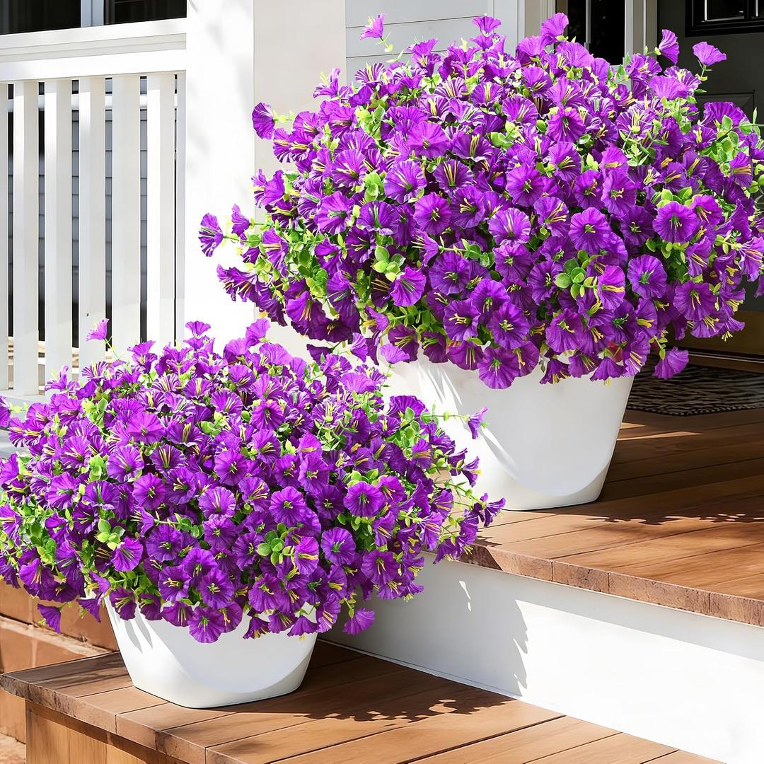 Waipfaru 24 Bundles Artificial Flowers for Outdoors Faux Plants Outdoor, UV Resistant Artificial Plants Outdoor, Silk Petunias Fake Flowers for Outside Home Decor Planter Porch Decoration, Mix Color
