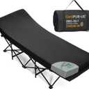 CYMULA Camping Cot Pad 2 Inch Memory Foam, Camping Pad for Folding Cot and Foldable Cot, Portable Roll Up Camp Gear for Car Camping Travel Tent, Non-Slip Waterproof Bottom, Removable Cover, Pad Only Small Cot Black