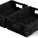 GRANNY SAYS Wicker Storage Basket, Decorative Woven Baskets for Storage, Waterproof Baskets Organizer, Wicker Basket for Organizing, 2-Pack, Black (11 "L x 7 "W x 3 "H)
