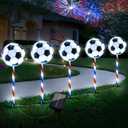 4th of July Decorations Outdoor Solar Soccer Pathway Lights, 2026 World Cup 8 Modes Patriotic Yard Decor, Independence Day Memorial Day Walkway Lights for Garden, Party Favors (5 PCS-Cool White)