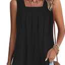CHICALLURE Womens Tank Tops Casual Square Neck Sleeveless T Shirts Loose Camisole Summer Blouses, A Black, Large