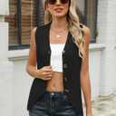 Rapbin Womens Sweater Vest Button Down Sleeveless V Neck Tank Tops 2024 Fashion Trendy (Small, Black)