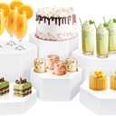6 Pcs Buffet Risers, Dessert Stands, Acrylic Boxes for Display, Hexagonal Jewelry Showcase, Riser Display Cases Acrylic Display Base (White)