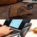 Magnetic for iPhone 17e / 16e Leather Case, Invisible Stand [Compatible with Magsafe] Slim Kickstand Phone Cove (Brown)