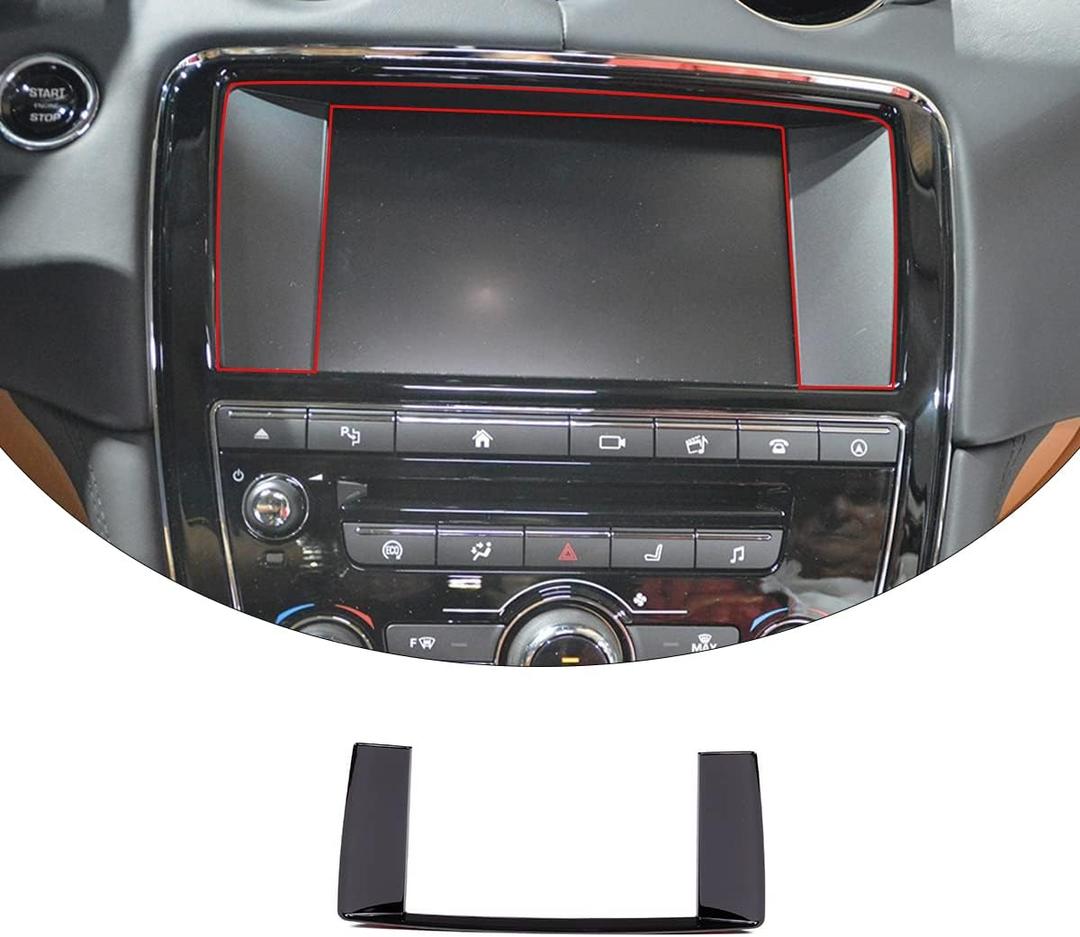 TINKI Car Center Console Navigation Screen Frame Cover Trim Compatible for Jaguar XJ 2010 2011 2012 2013 2014 2015 2016 Interior Accessories (ABS Plastic, Glossy Black)