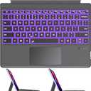 OMOTON Bluetooth Keyboard Compatible with Microsoft Surface Pro 7/7+/6/5/4/3, Ultra-Slim Keyboard Type Cover with Touchpad, 7 Colors Backlit, Rechargeable and Wireless, Grey