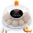 Egg Incubator for Hatching Chicks, Holds 12 Eggs, Automatic Egg Turner with Temperature, Humidity Display, Egg Candler, Automatic Egg Turner, 360 Degree View with Clear Window