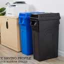United Solutions Highboy Waste Container with Swing Lid, 23 Gallon, Space Saving Slim Profile and Simple Bag Removal, Handles for Easy Carrying, Indoor/Outdoor Use, Plastic, Black, 1-Pack.