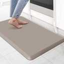 KitchenClouds Kitchen Mat Cushioned Anti Fatigue Rug 17.3"x28" Waterproof Non Slip Standing Desk Mat Comfort Floor Mats for Kitchen House Sink Office (Khaki) (28"L x 17.3"W x 0.5"Th)
