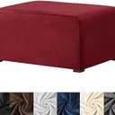 HFCNMY Ottoman Cover Rectangle, Stretch Velvet Slipcovers Rectangle Thick Covers Slipcover for Ottomans Soft Foot Stool with Elastic Bottom Red Large (ASMFDT20230725-20)