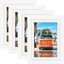 5x7 White Picture Frames Natural Solid Wood 4 Pack for Wall Mounting and Tabletop Display
