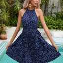 OUGES Women's 2025 Summer Dresses Halter Neck Hawaiian  Medium